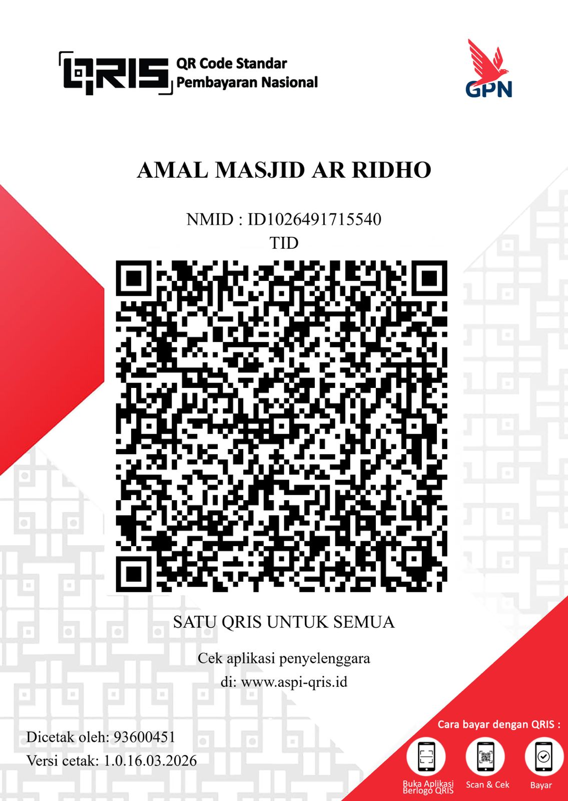 QRIS Masjid Ar-Ridho